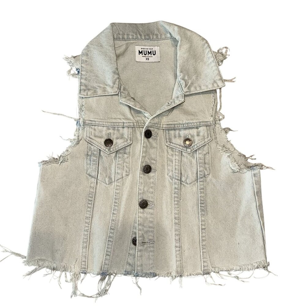 Show Me Your Mumu Valdosta Sky Mist Denim Cotton Vest Women's Size X-Small XS